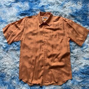 Vintage Protest 100% Silk Peach Short Sleeve Button Shirt Size Small